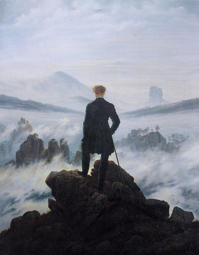 Le Voyageur contemplant une mer de nuages - Der Wanderer über dem Nebelmeer.  Caspar David Friedrich © DR